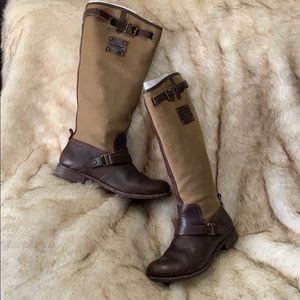 Cat Leather and oiled Canvas boots